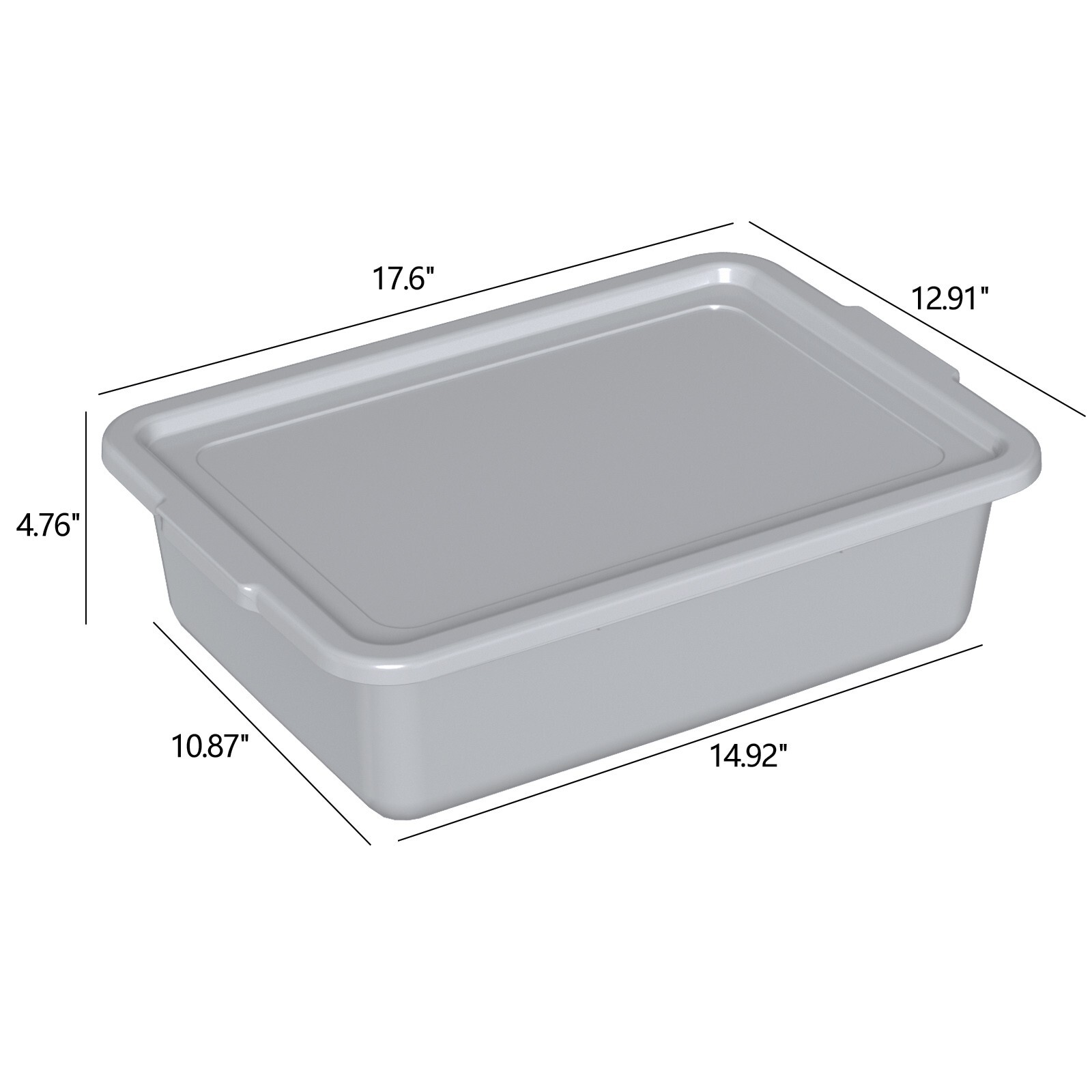13 L Plastic Commercial Bus Box with Lid, Plastic Restaurant Bus Tub, 12-Packs