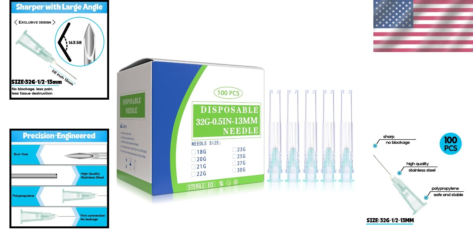 Precision 32G 1/2 Inch Luer Lock Dispensing Needles – Disposable & Safe