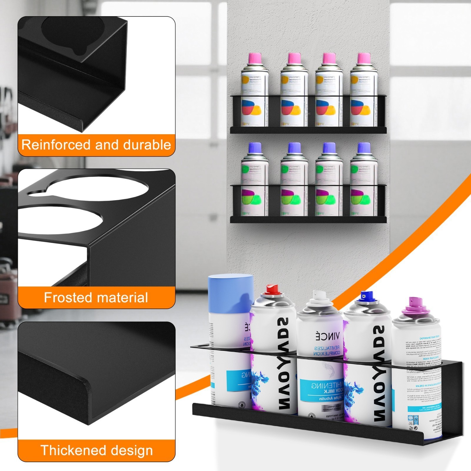 Wall-Mounted Spray Can Holder Rack Organize, 4 Pack Steel Aerosol Can Holder