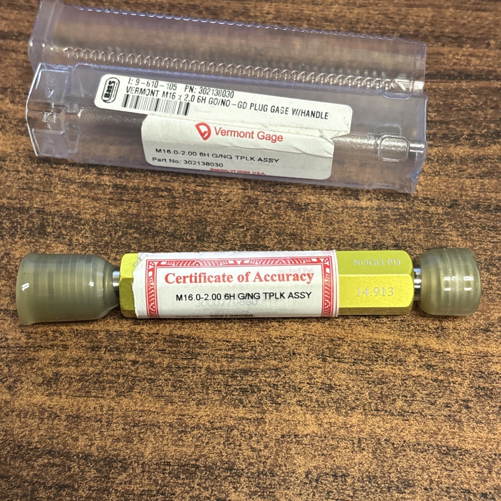 Vermont Gage Lot Of 4 M20.0-2.5, M16.0-2.00, M10.0-1.0, M8.0-1.25 6H G/NG