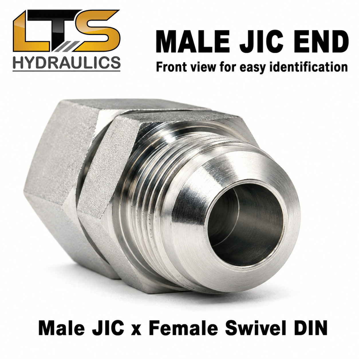 5/8″ Male JIC x 26mm DIN Swivel Chinese Excavator Conversion to JIC 9197-10-26