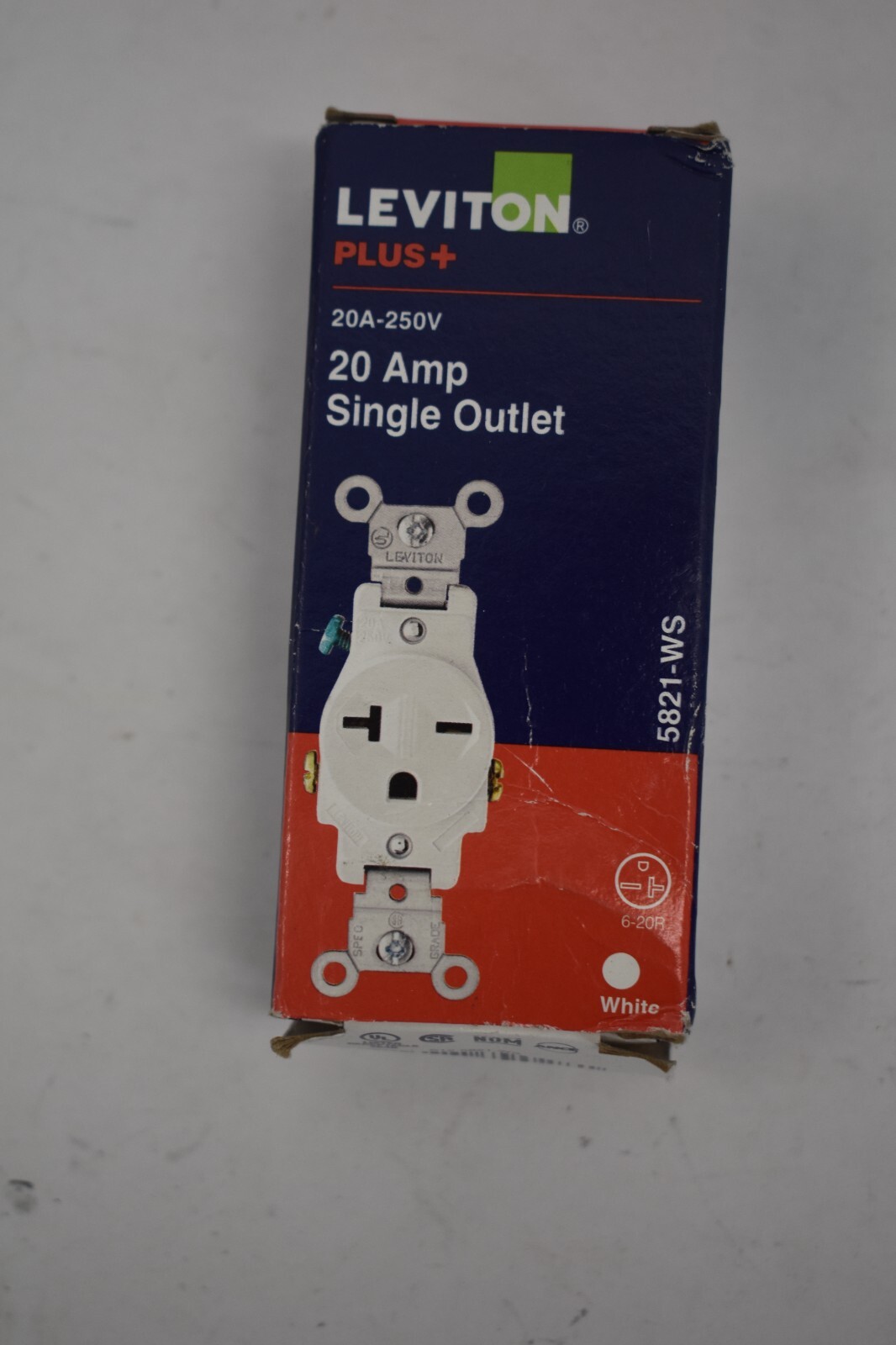 Leviton White 2 Pole 3 Wire Self Grounding 20A Single Outlet S12-5821-WS