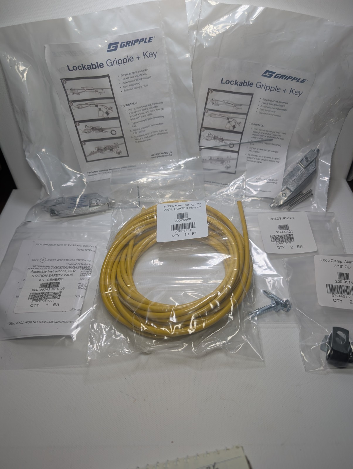 Gripple Lockable Cable Suspension Kit Wire Rope Hardware Lot New