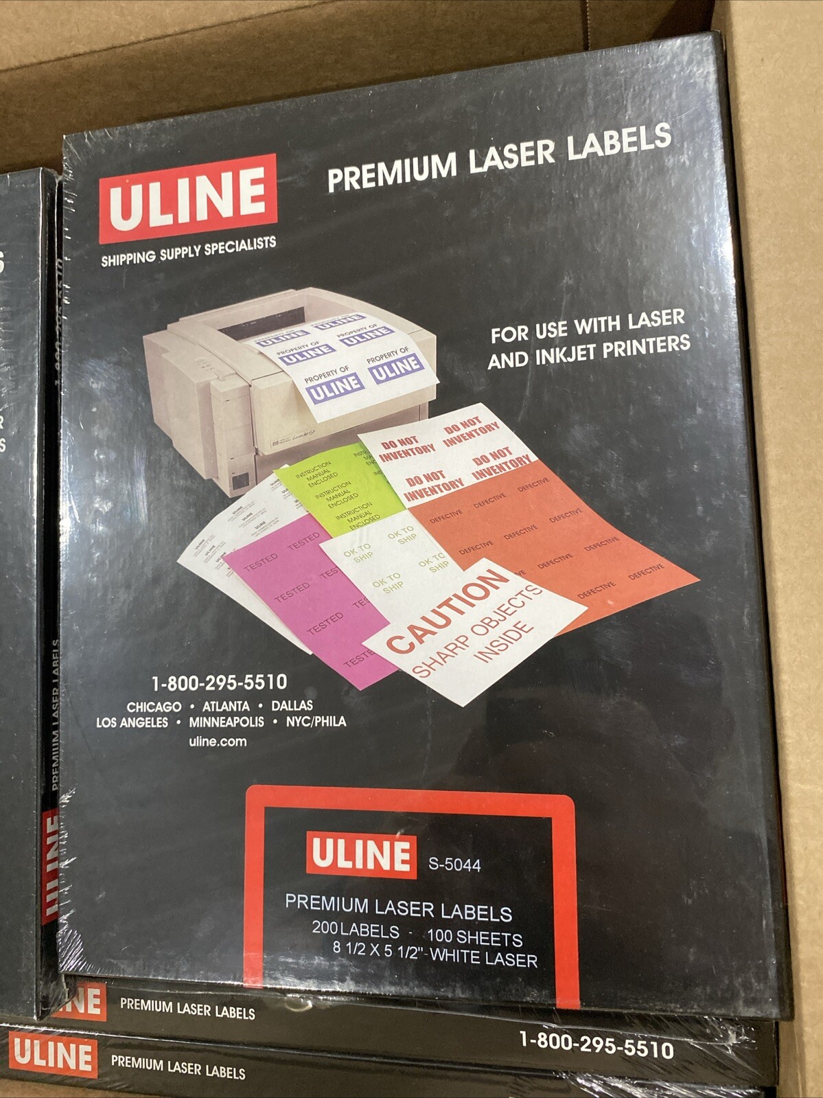 Uline 200 Premium Laser Labels S-5044 8 1/2 x «5 1/2 White NEW & SEALED