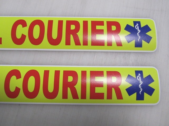 Yellow Red & Blue MEDICAL COURIER Magnetic Signs 3″x24″ 1 Pair 4 Car Truck SUV