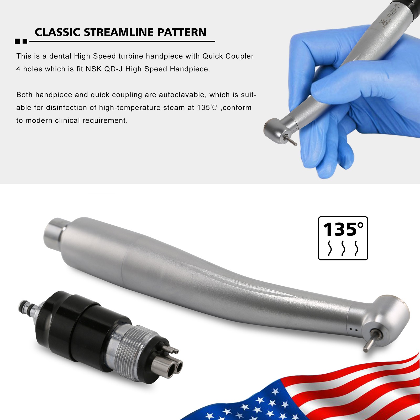 Dental High Speed Turbine Handpiece NSK Style 4H Quick Coupler YBNKM