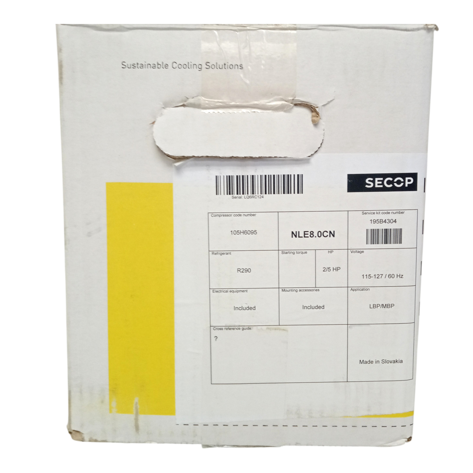 Secop NLE8.0CN Compressor 2/5HP LBP/MBP/HBP 115V R-290 for Beverage Air 219175