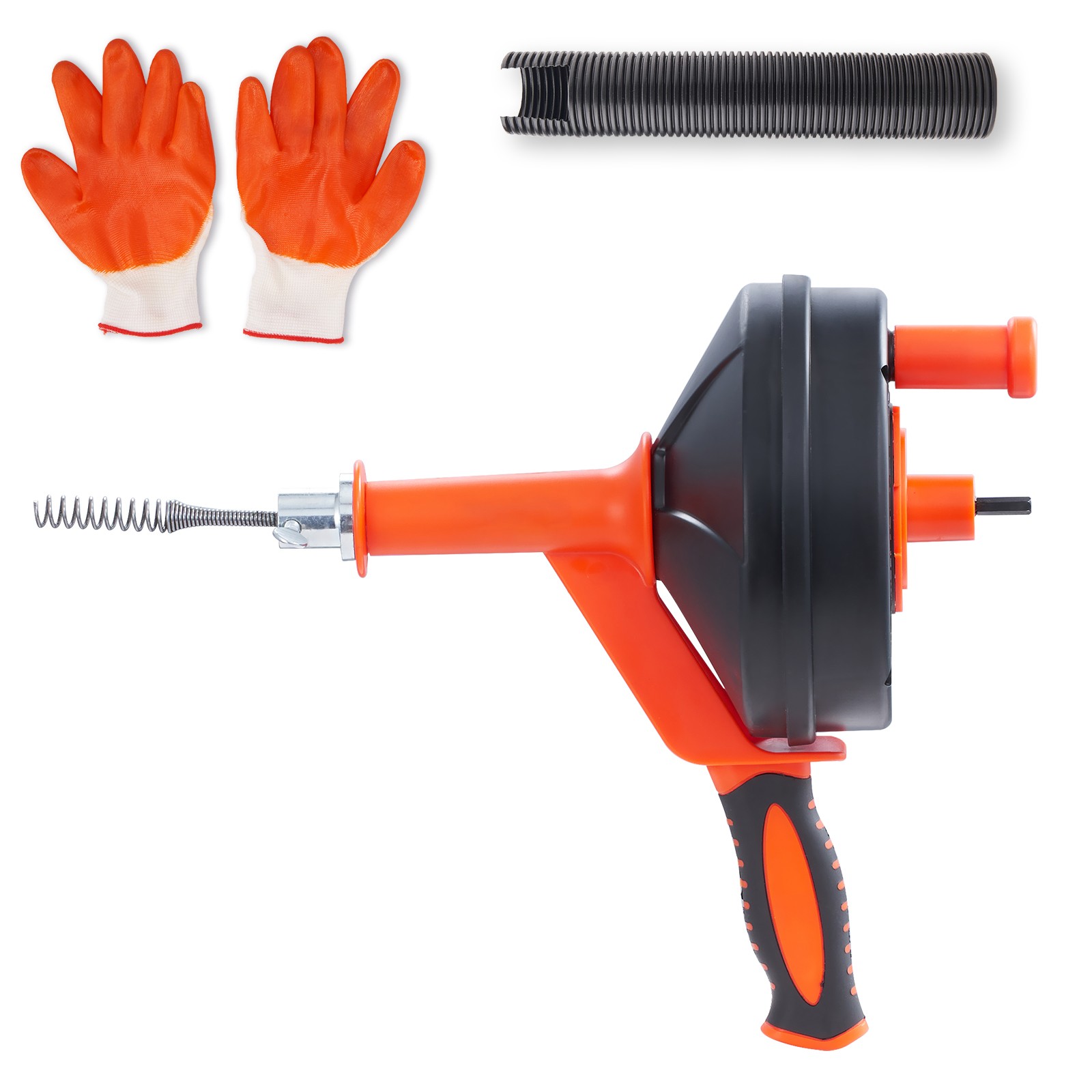 VEVOR Drain Clean 25ft 1/4″ Drum Plumbing Drain Snake Clog Remover Manual-feed