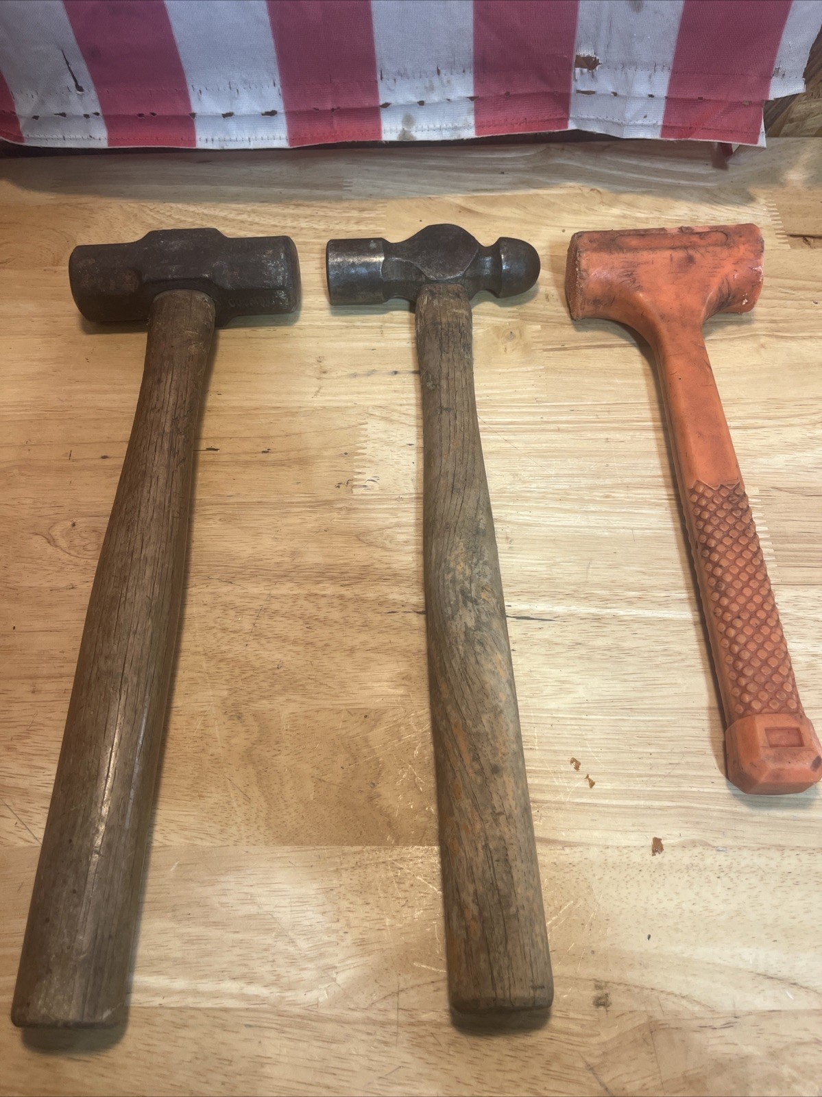 USED 3 Mechanics Hammers: 40oz Mini Sledge, 24oz Ball Peen, 20oz Non Marring