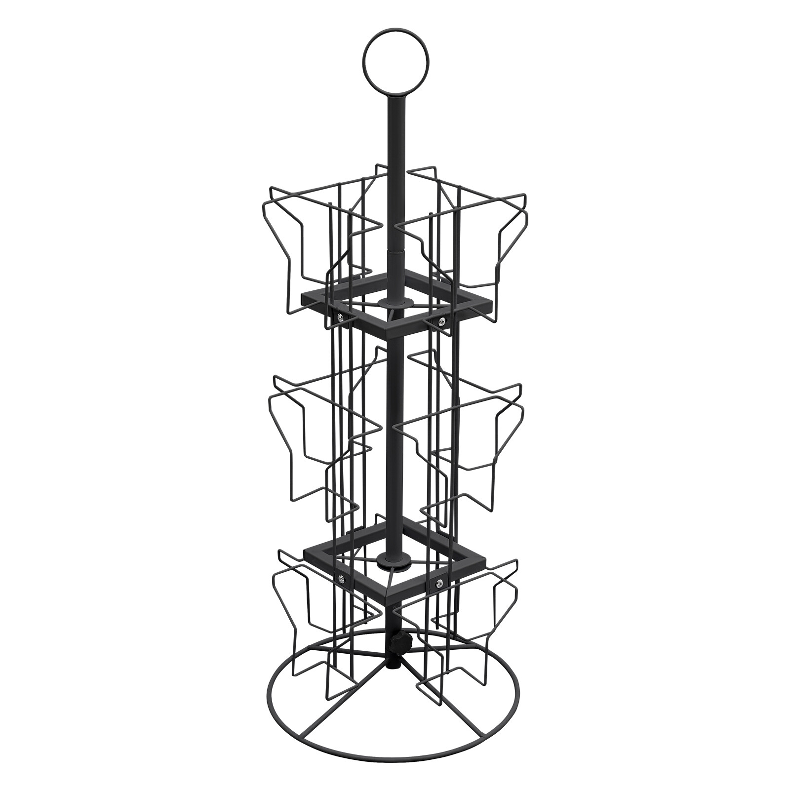 3 Tier Greeting Card Rack Spins 12 Pocket Black Retail Display Rotating Holder