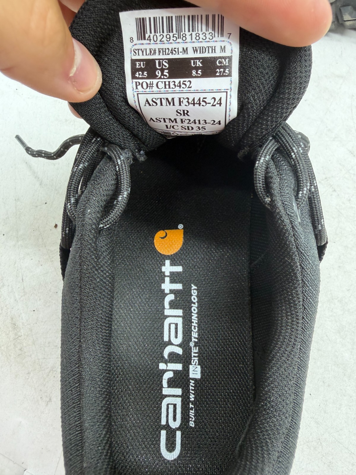 Carhartt Gilmore Nano Toe Ripstop Low Work Shoes Men Black Lace-Up Low Top – 9.5