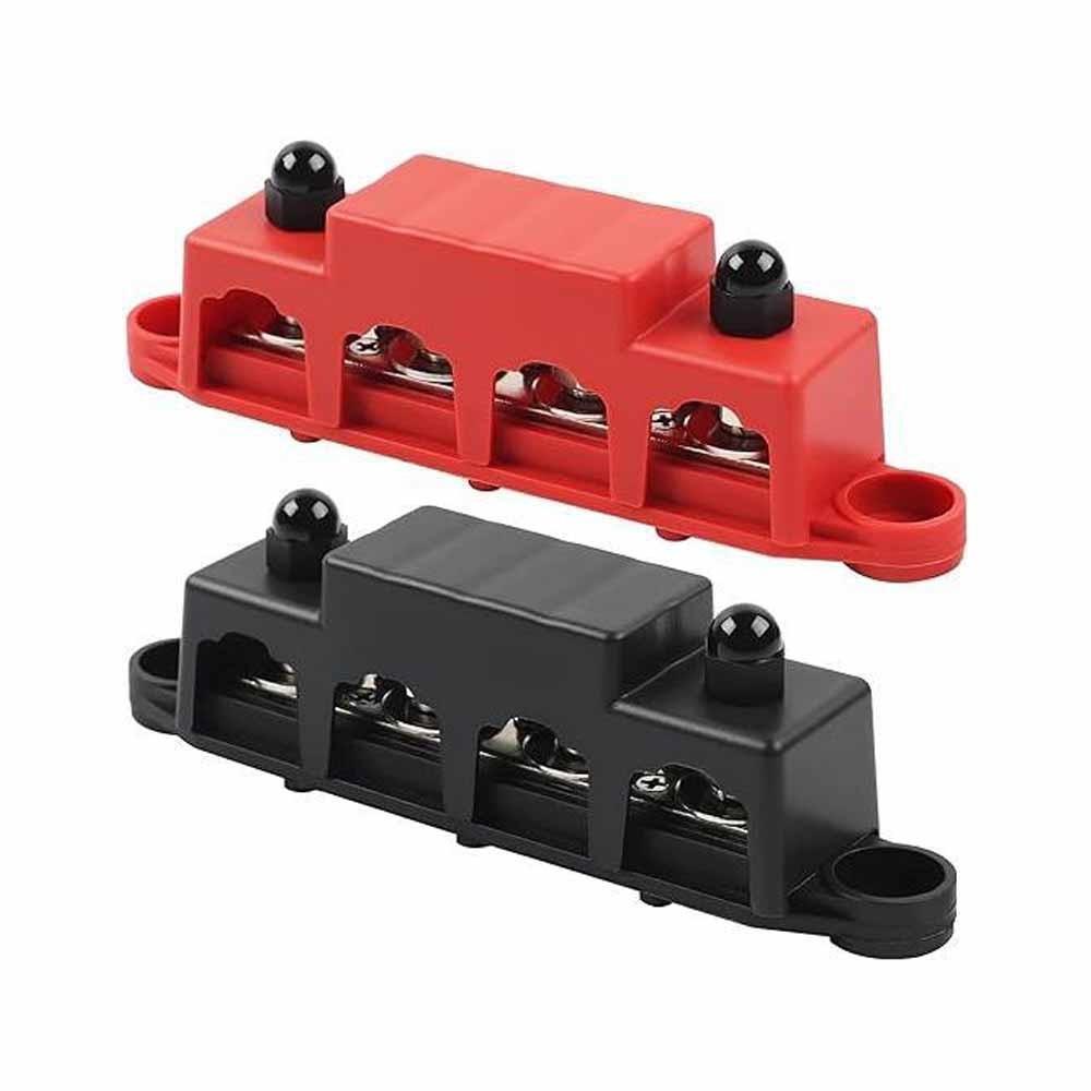 12V 250A Bus Bar Power Distribution Block 4 x 3/8″ Studs Battery Terminal Block