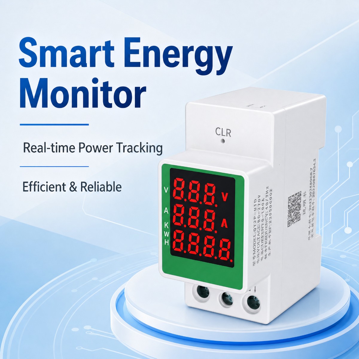 Monitor Watt Power KWH Din Rail AC 110V 220V 100A Voltmeter Electric Power Meter