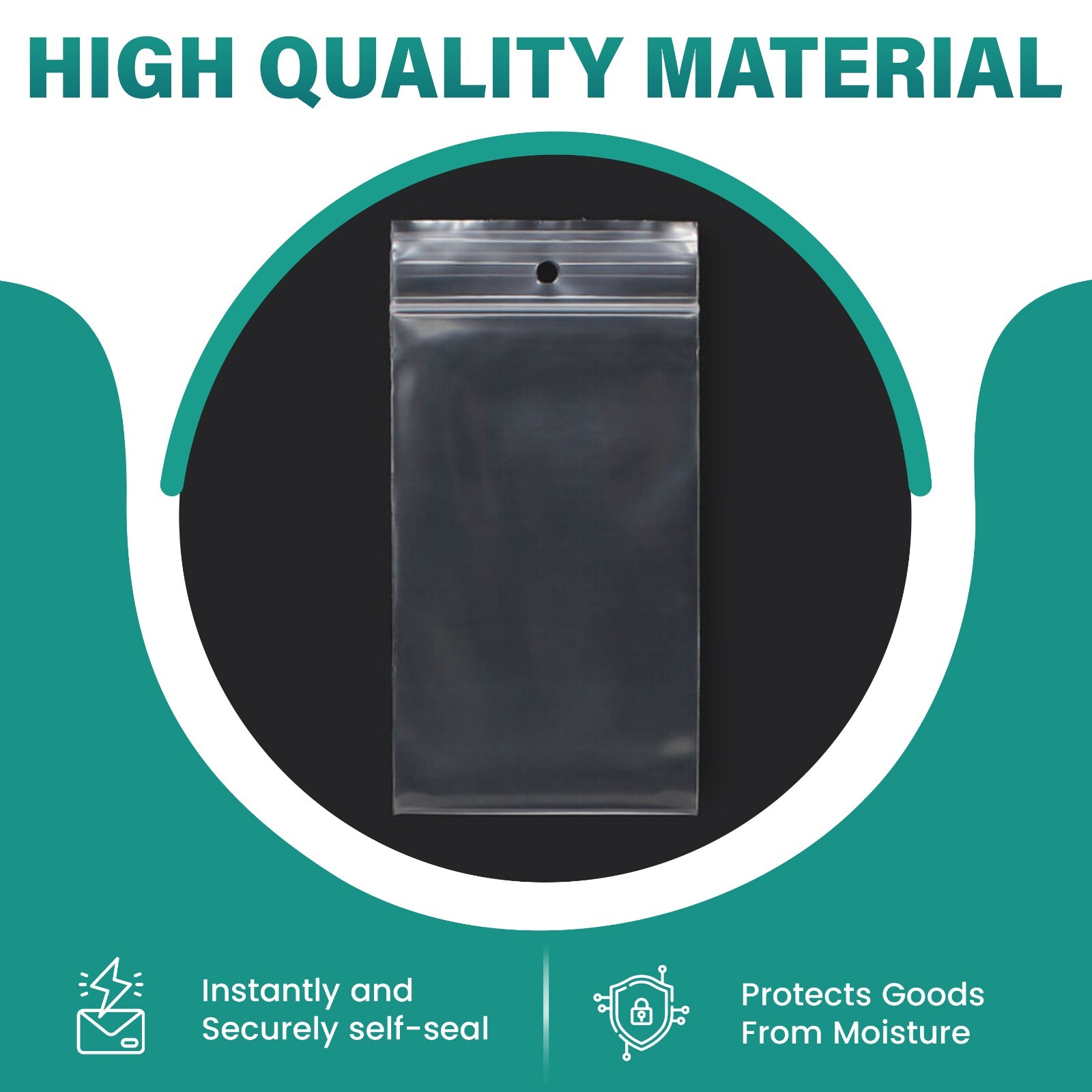 HANG HOLE HEAVY DUTY 4 Mil Clear Zip Seal Bags Reclosable Top Lock Plastic