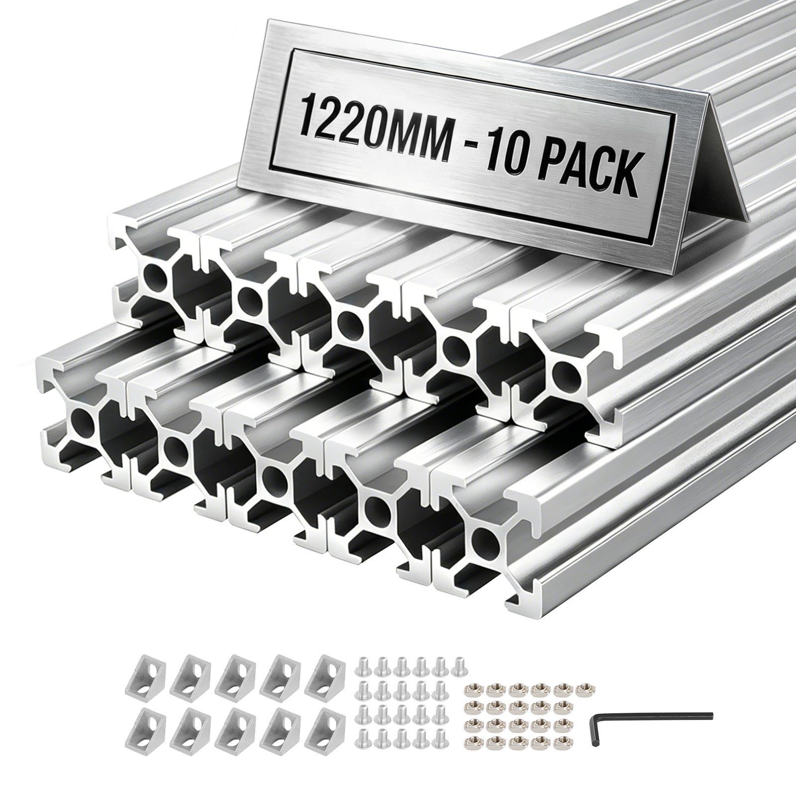 VEVOR 10PCS 2020 Aluminum Extrusion 48″ 1220 mm T Slot Anodized Linear Rail