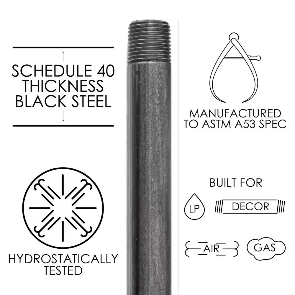 3/4 In. X 4 Ft. Black Steel Sch. 40 Cut Pipe
