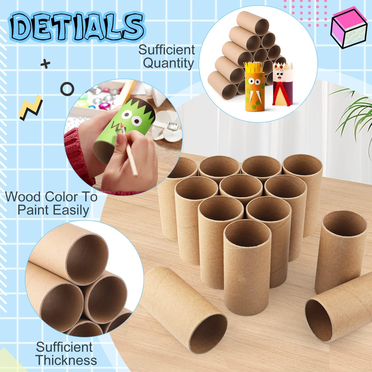 20 Pack Craft Rolls Brown Cardboard Tubes Crafting Paper round Thick Tube for DI