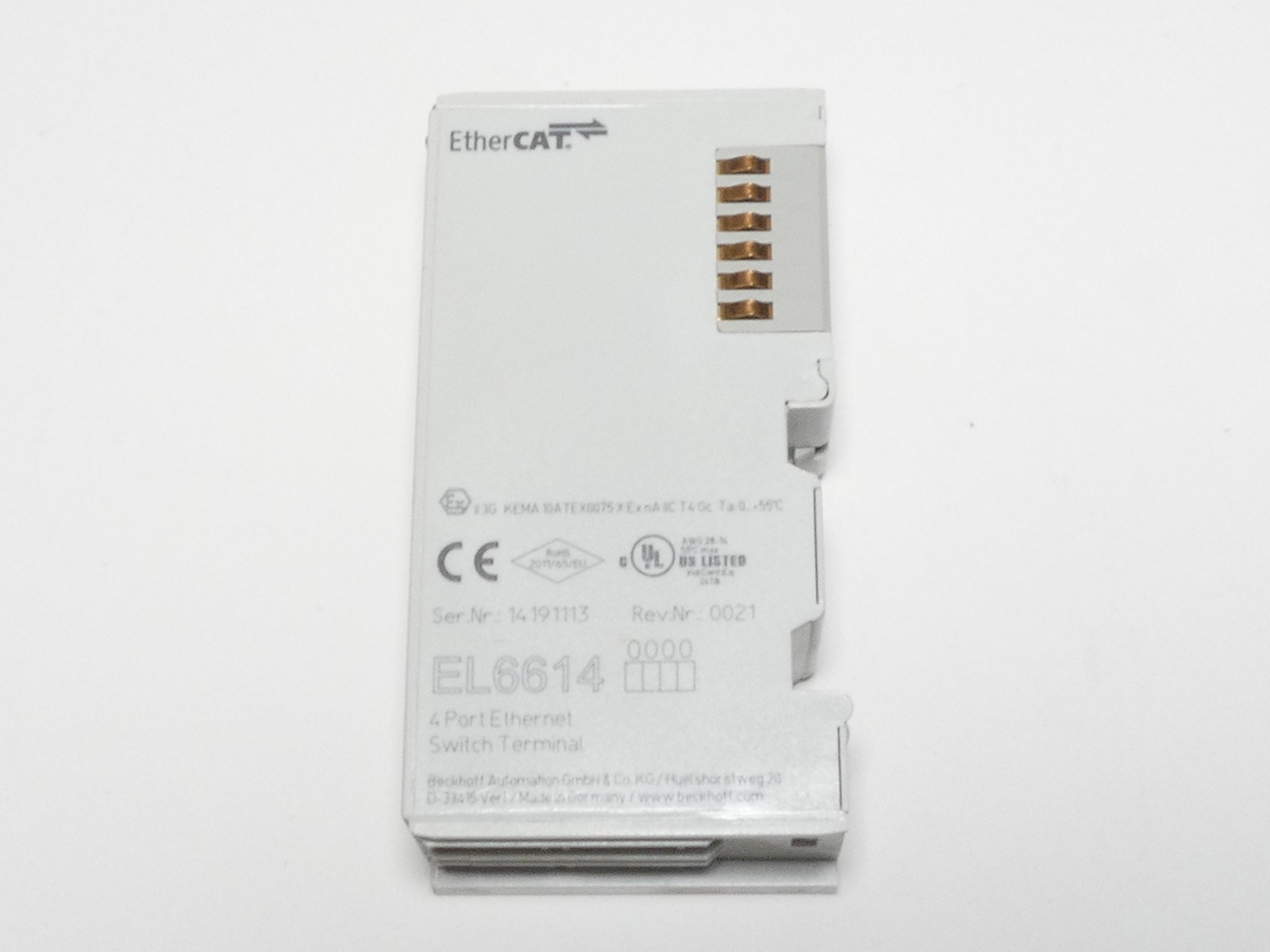 Beckhoff EL6614 EtherCAT 4-Port Ethernet Switch Terminal