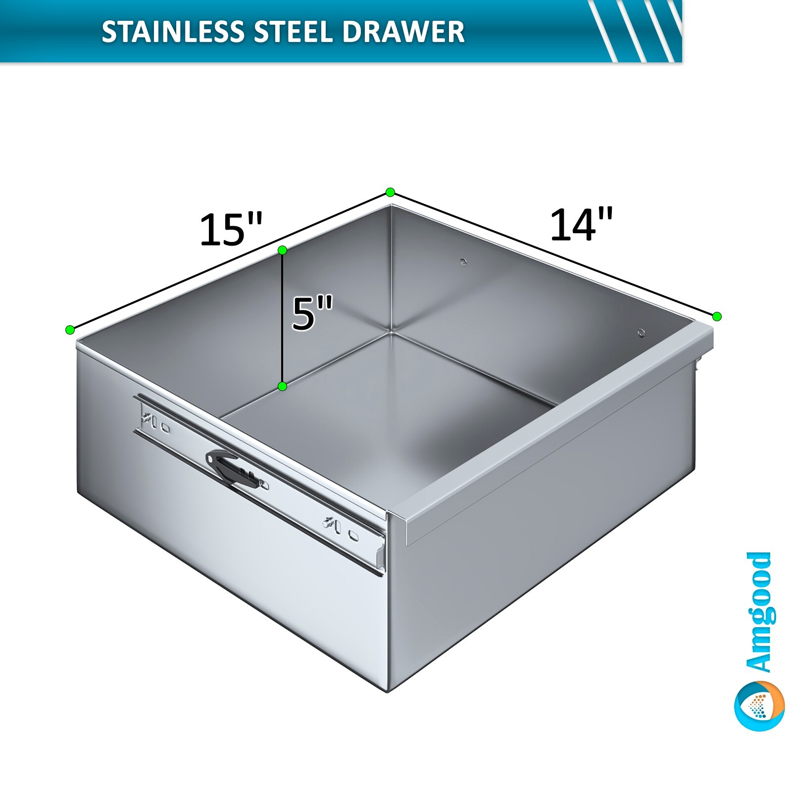 15 in. x 14 in. x 5 in. Stainless Steel Table Drawer