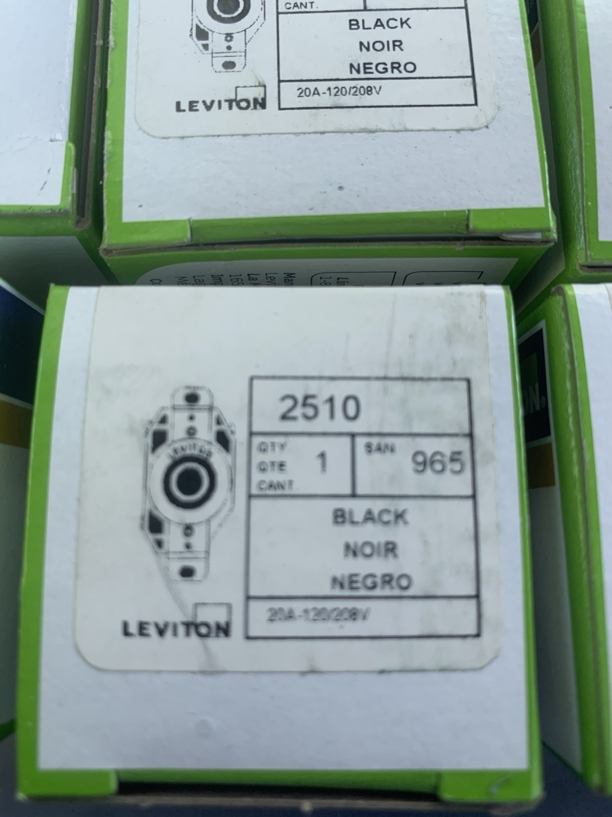LEVITON 2510 20A 120/208V BLACK 965 SINGLE LOCK RECEPTACLE GROUND Lot Of 13