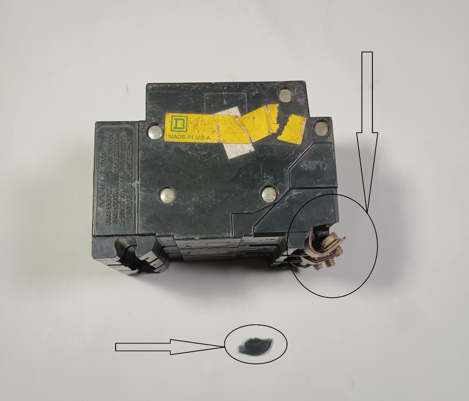 Square D EHB34030 3 Pole Circuit Breaker Chipped