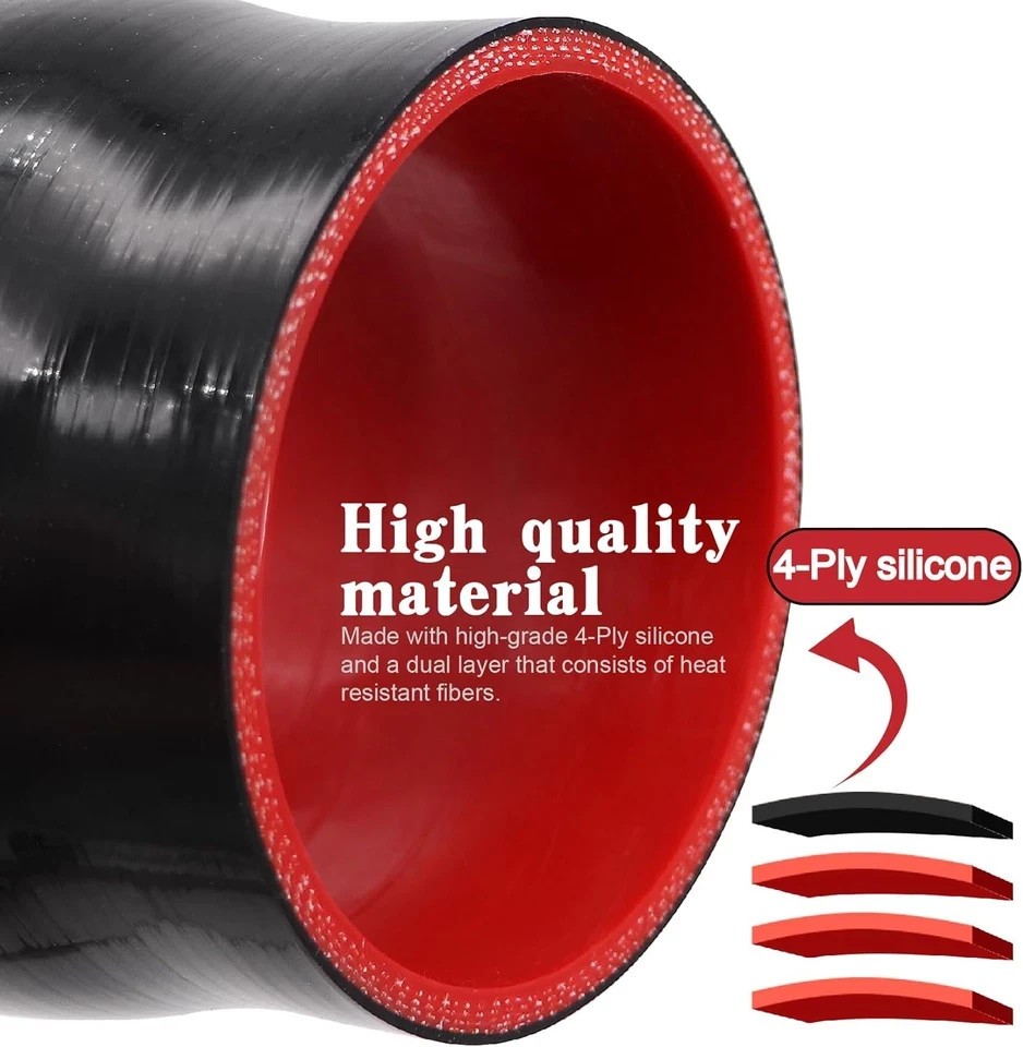 Straight Reducer Coupler Silicone Hose ID 4-Inch to 4-1/2Inch 4-Ply with Stainle