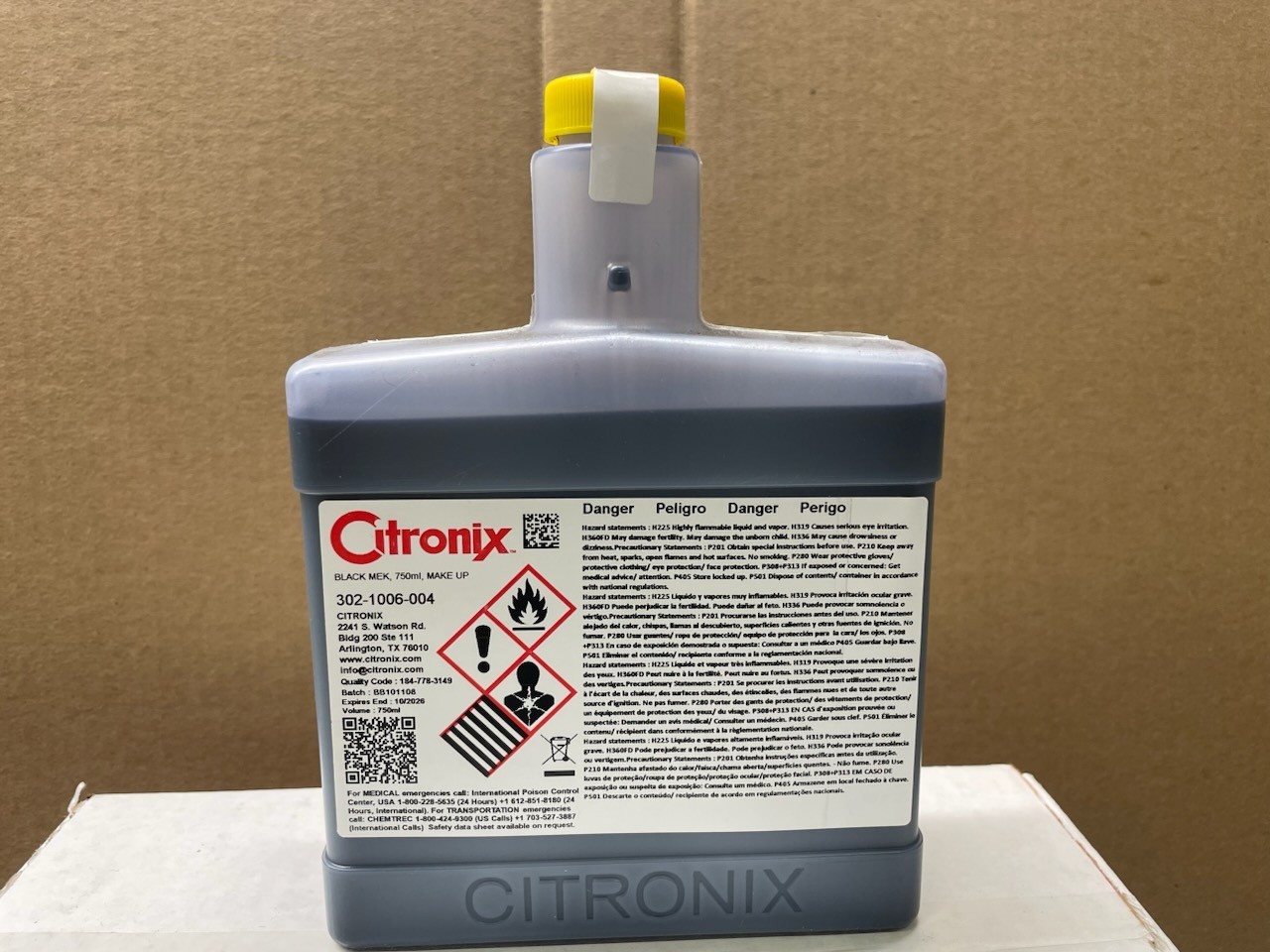 302-1006-004 NEW OEM Printer Fluid , MEK , 750ml (6/Case) for Citronix printers