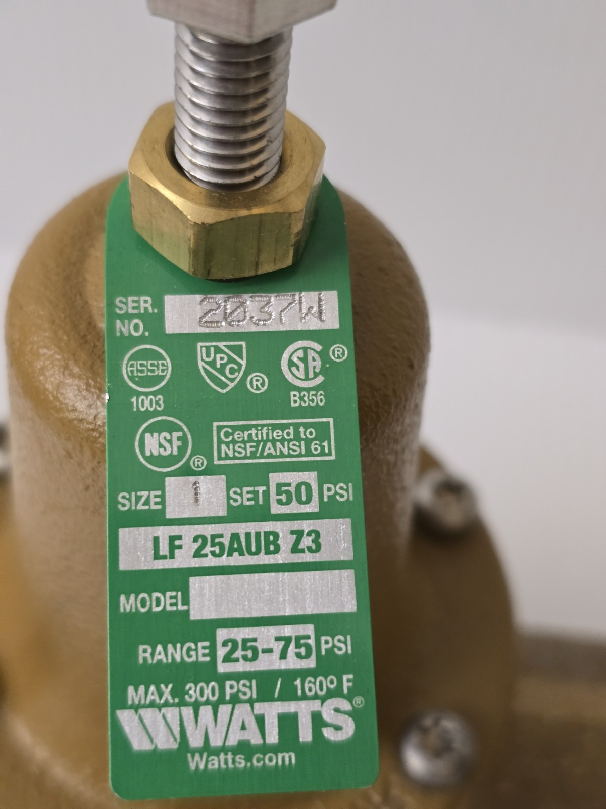 WATTS LF25AUB-Z3 1″ Water Pressure Reducing Valve 1-inch