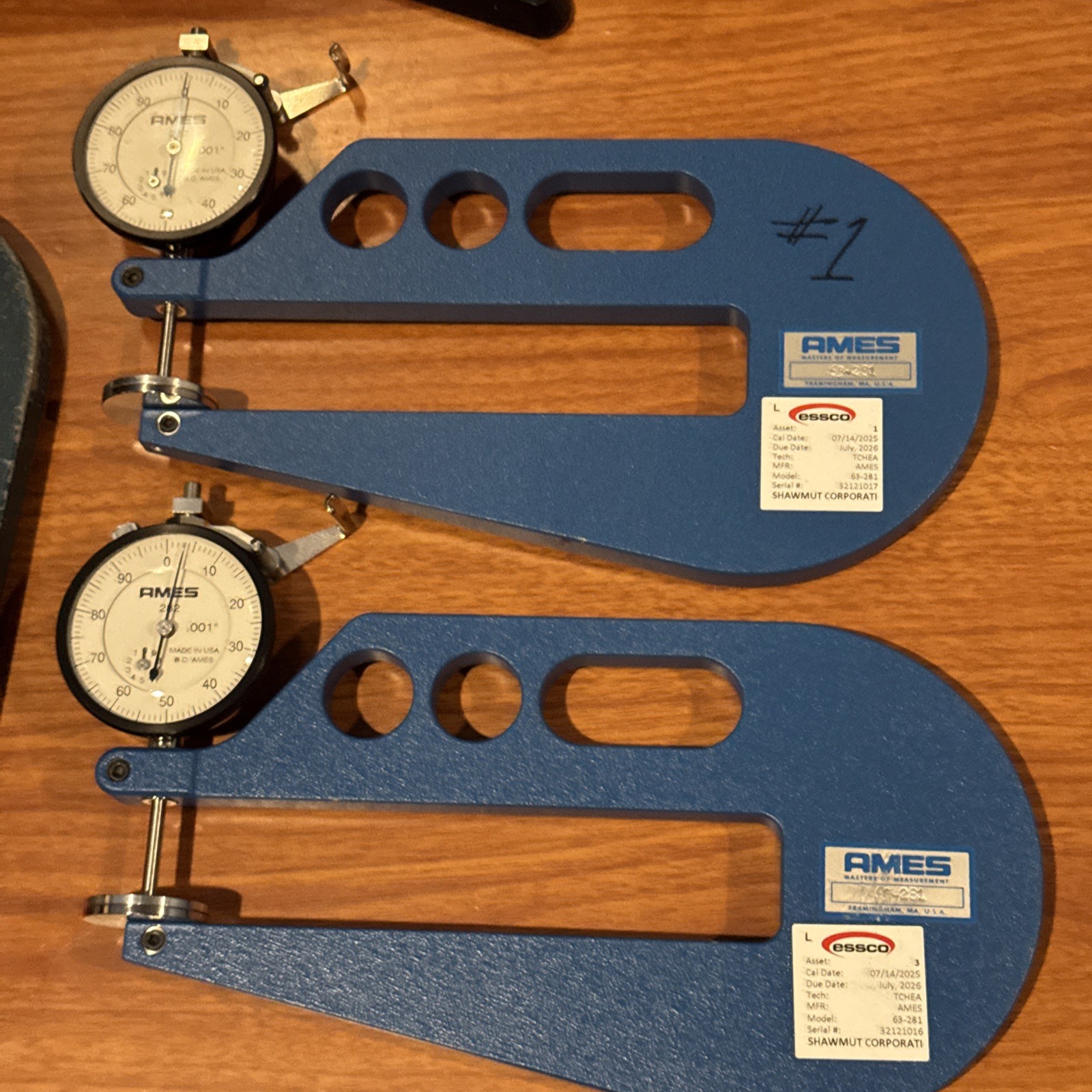 Lot Of 3 Ames 63-281 Feather Touch Thickness Gauge 282 Dial