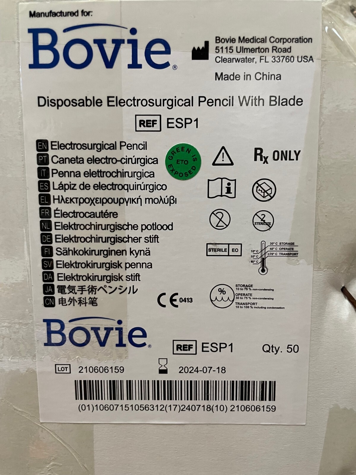 Bovie Electrosurgical Push Button Pencil – box/50 ESP1