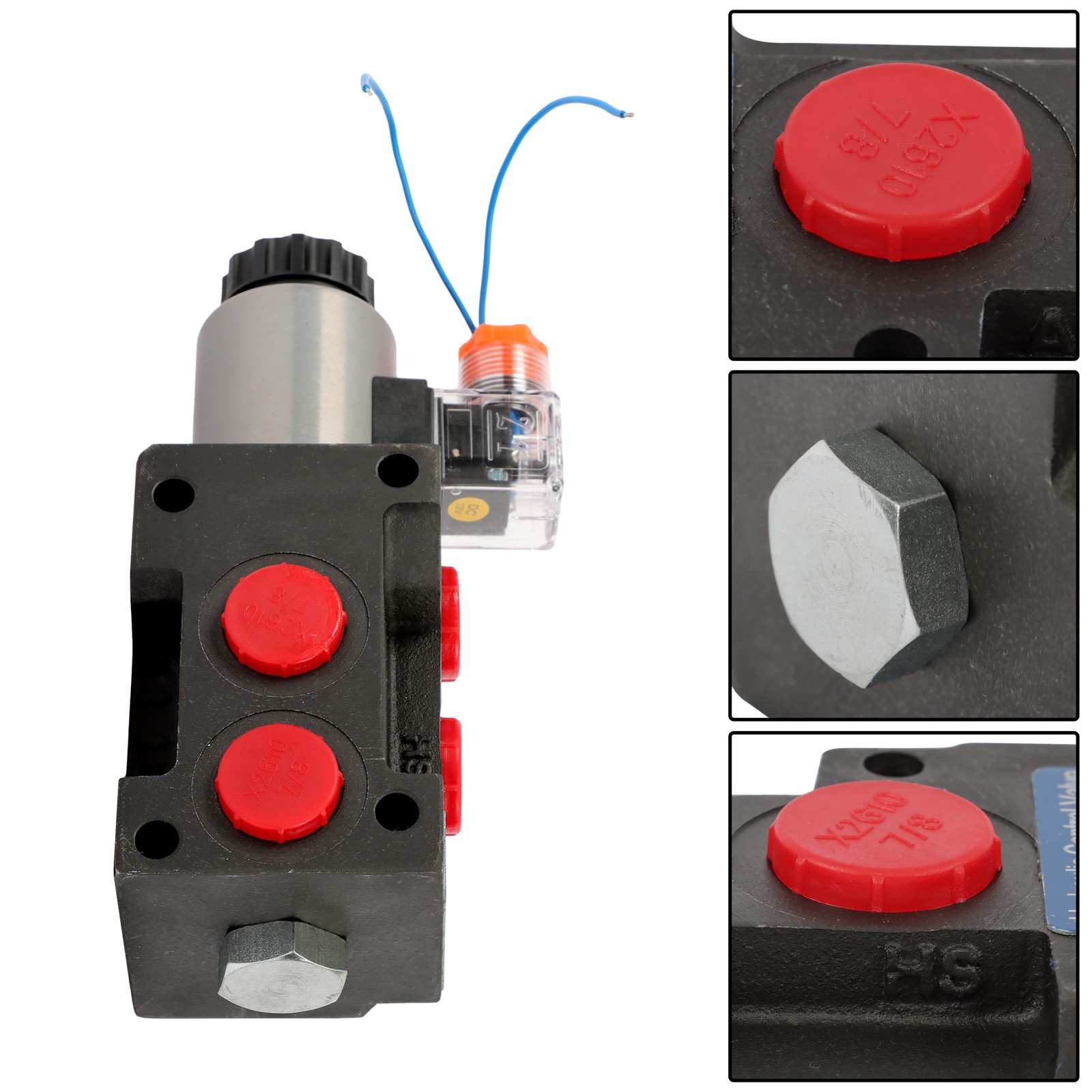 6 Port 12V DC Hydraulic Diverter Valve 13 GPM 25MPa 3 Connectors