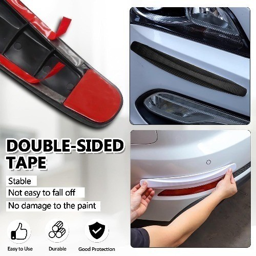 Black Bumper Guard Strip 4 Pack – Anti-Collision Patch Protector for Front and R