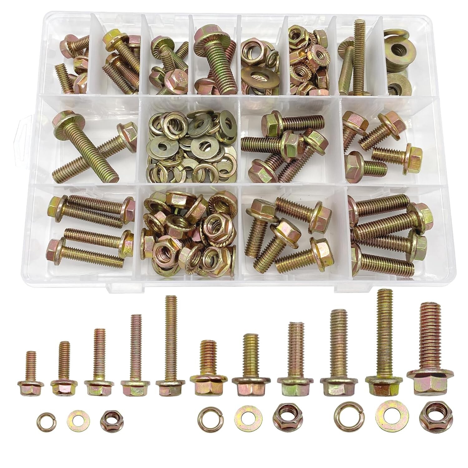 146/170pc Metric Flange Bolt Assortment, Hex Bolts and Nuts Kit, M6 M8 M10 (16mm