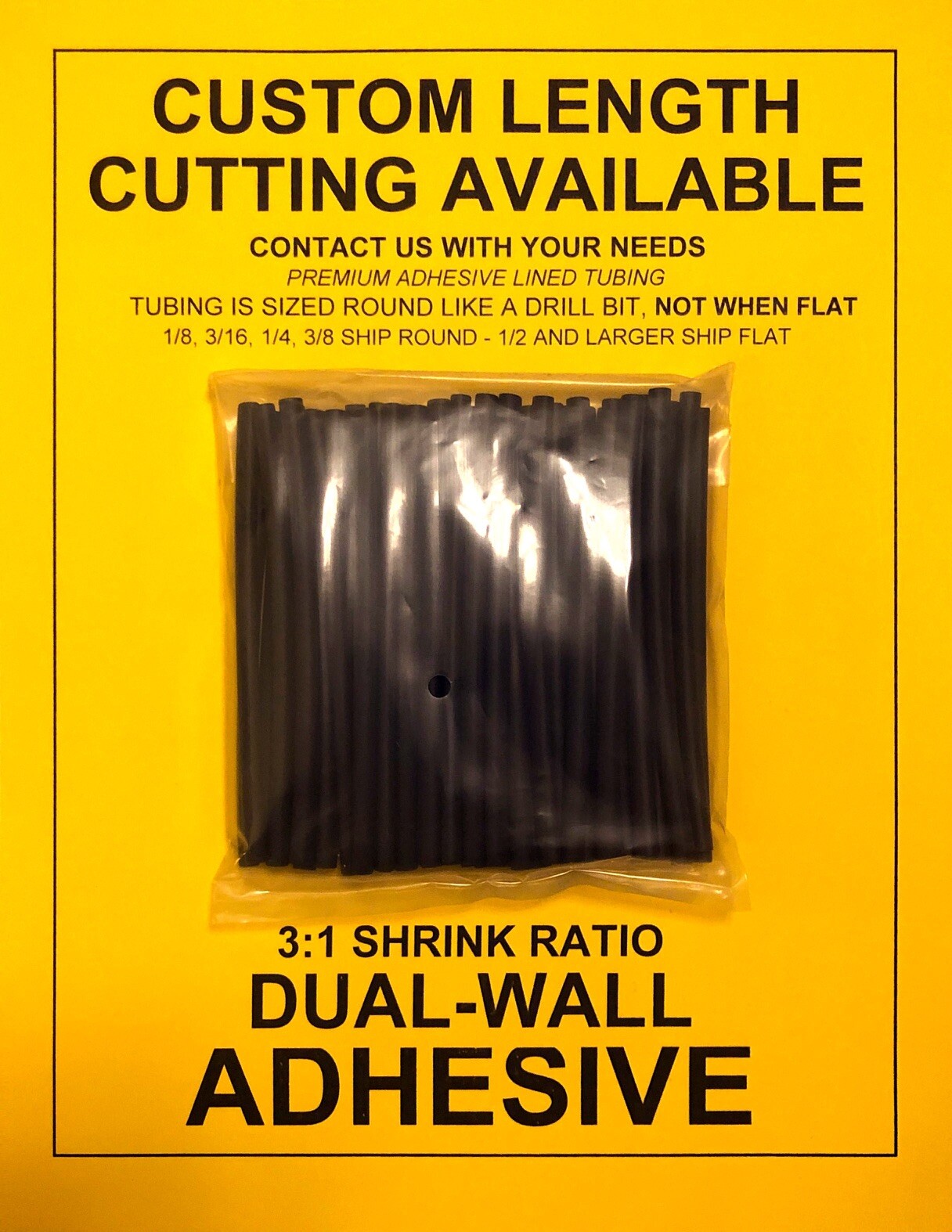 3/8″ / 9mm I.D Black (4″ 50pcs) Dual-Wall Adhesive Lined 3:1 Heat Shrink Tubing