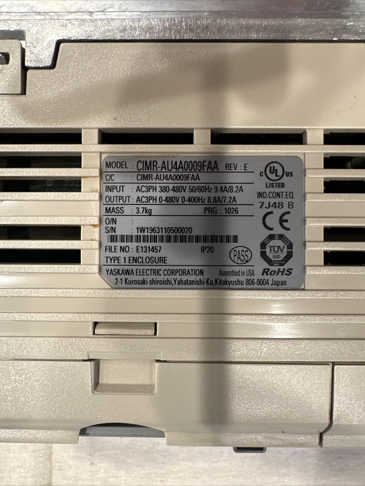 Yaskawa A1000 CIMR-AU4A0009FAA