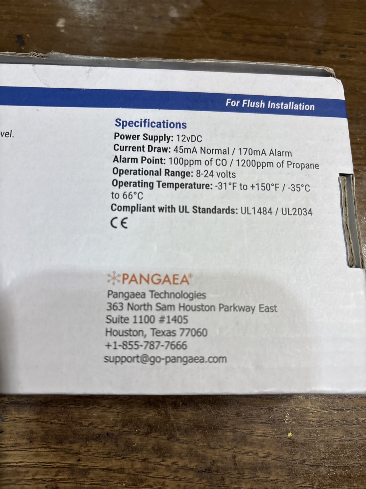 Pangaea Digital RV Carbon Monoxide/Propane Detector Hardwired DC 12V, Large LCD