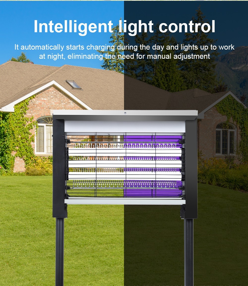 Outdoor Bug Zapper 4500V Solar Mosquito Killer 4000mAh Rechargeable 13H Runtime