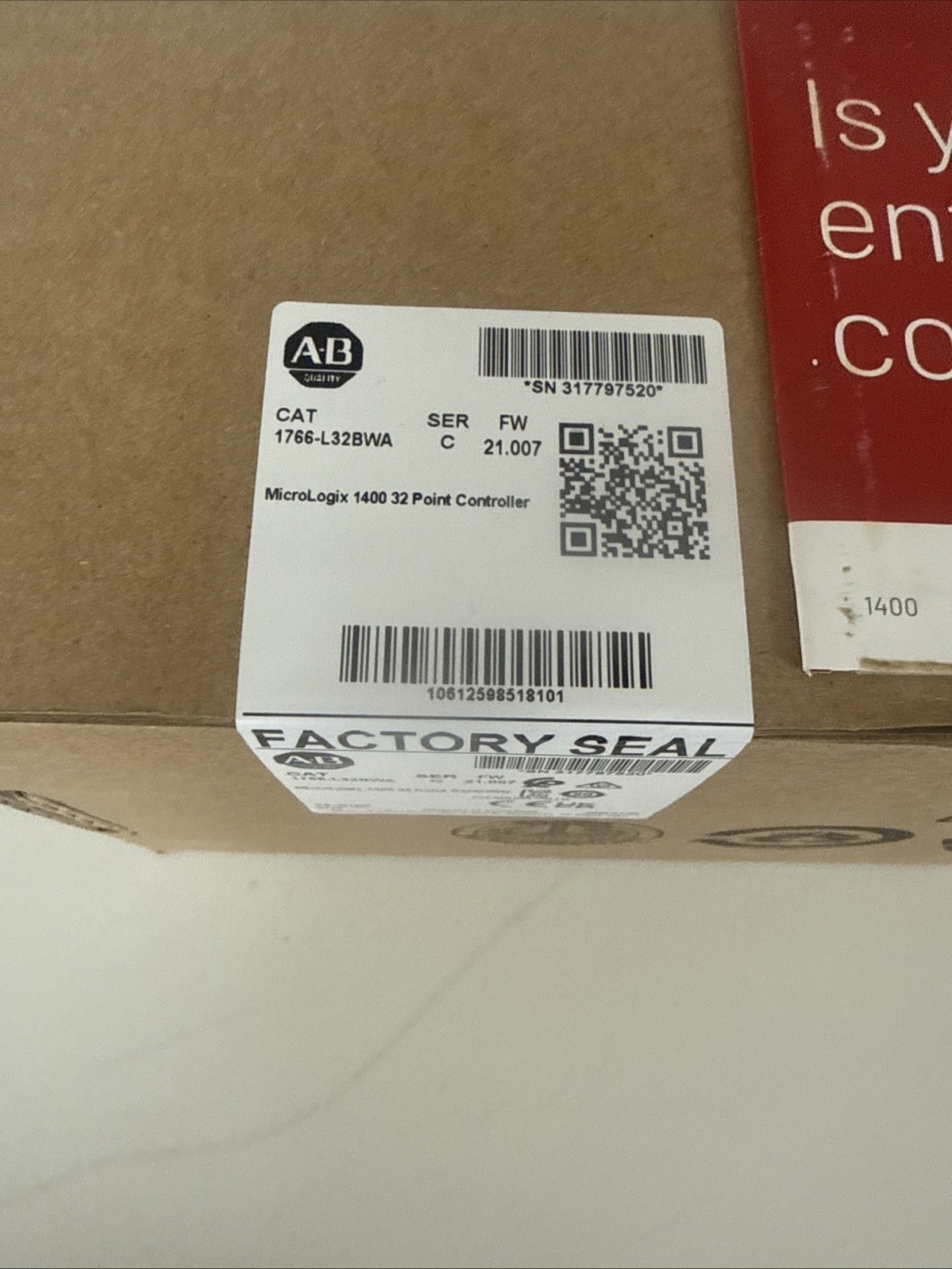Surplus Allen Bradley 1766-L32BWA MicroLogix 1400 32 Point Controller PLC