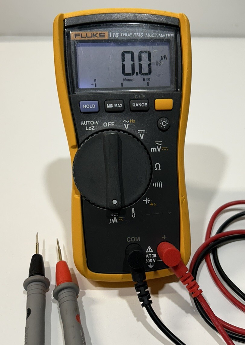 Fluke 116 HVAC AC/DC600V True RMS Digital Multimeter,Temp ,Capacitance ,Ohm,Freq