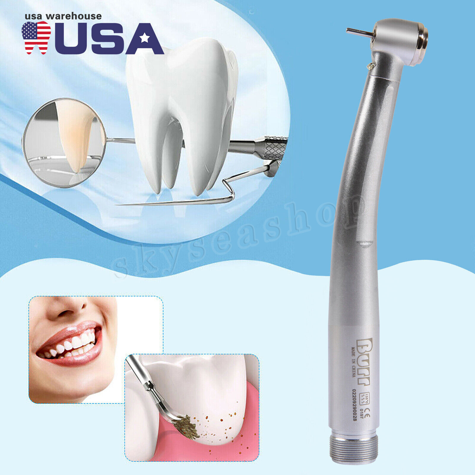 Dental Fiber Optic LED E-generator high speed handpiece Turbine 2 Holes Borden