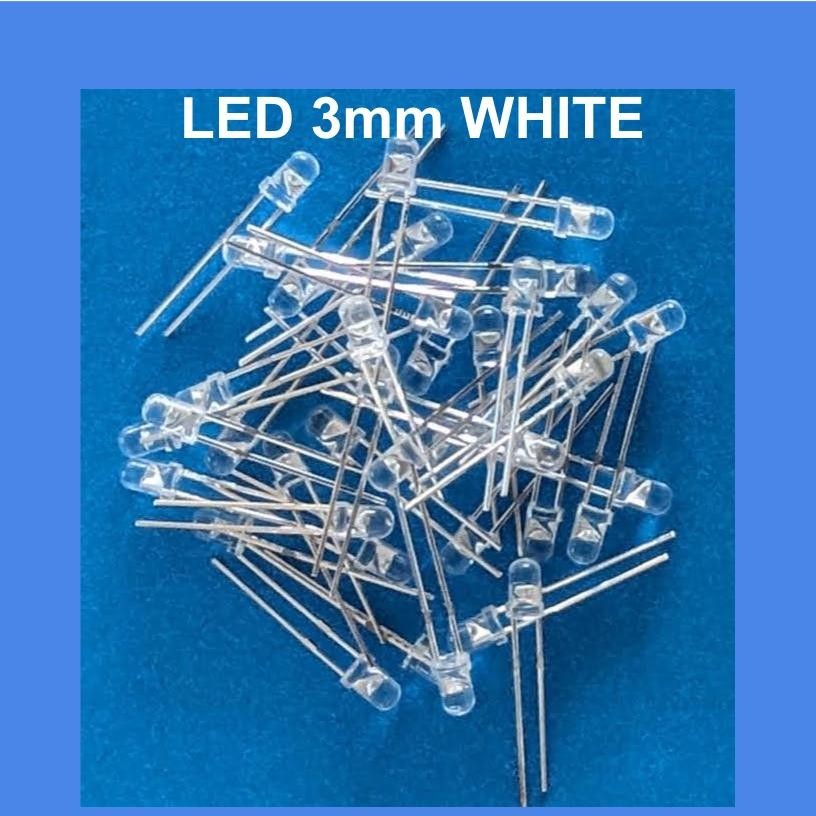 10pc WHITE (CLEAR) 3mm LED Light Emitting Diode – Christmas Lights , etc.