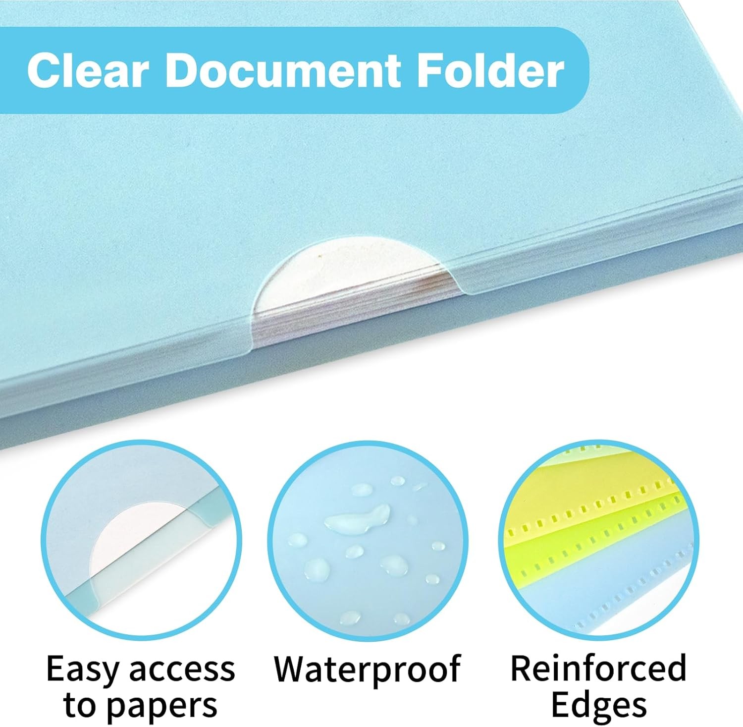6 Pack Plastic File Folders, Letter Size Clear Project Sleeves for 8.5 x 11