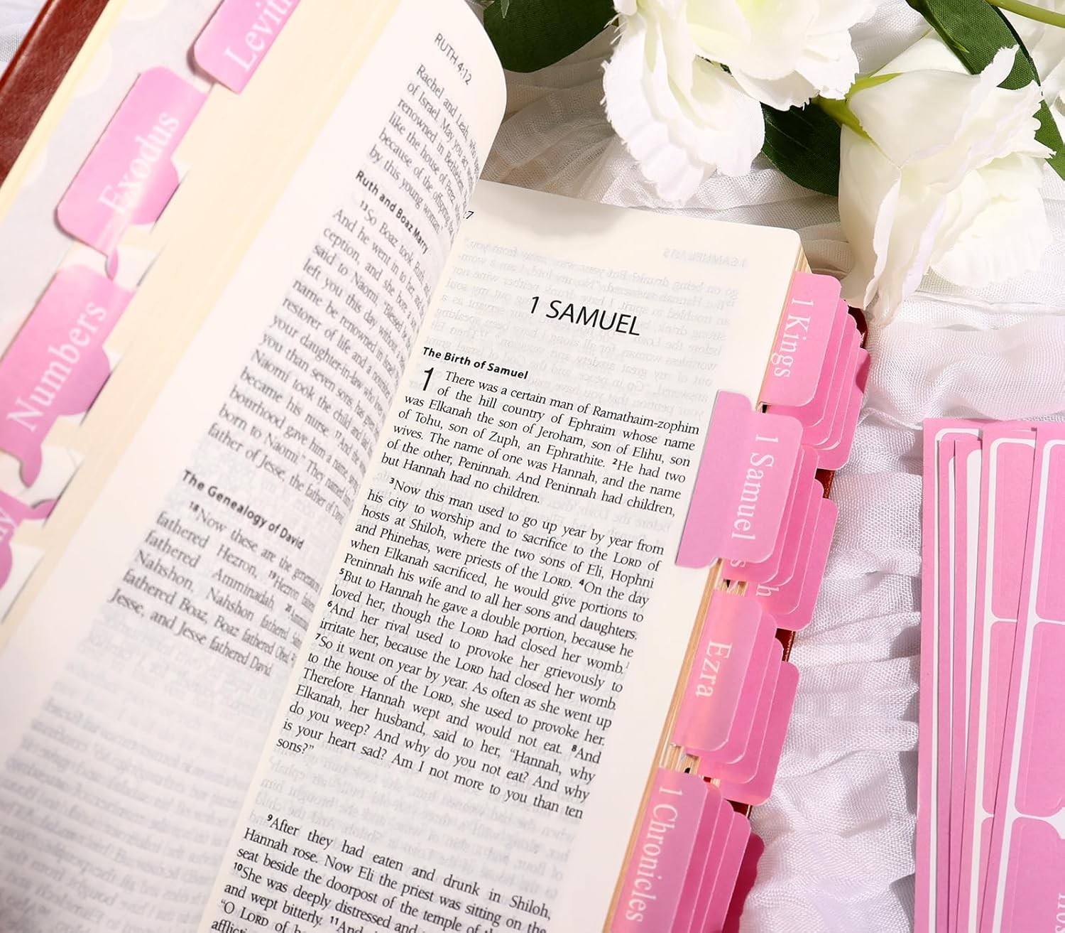 Pink Bible Tabs for Women’s Bible Study – Cute Pink Index Tabs for Bible Chapter