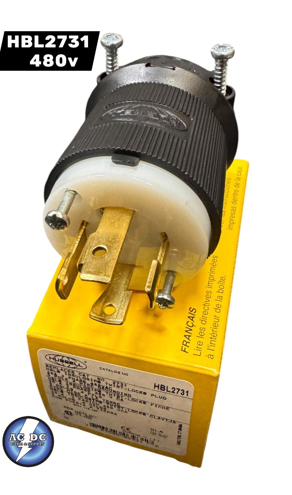 HUBBELL HBL2731 30A 3P,4W 480V L16-30P (BLACK)
