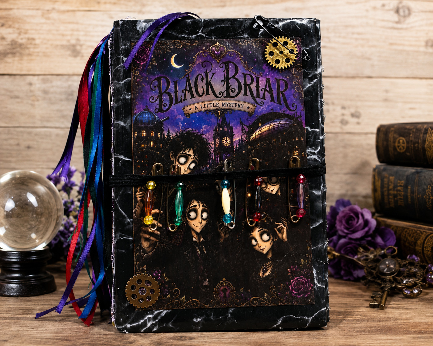 Handmade Gothic Junk Journal Black Briar Tim Burton Style Interactive OOAK