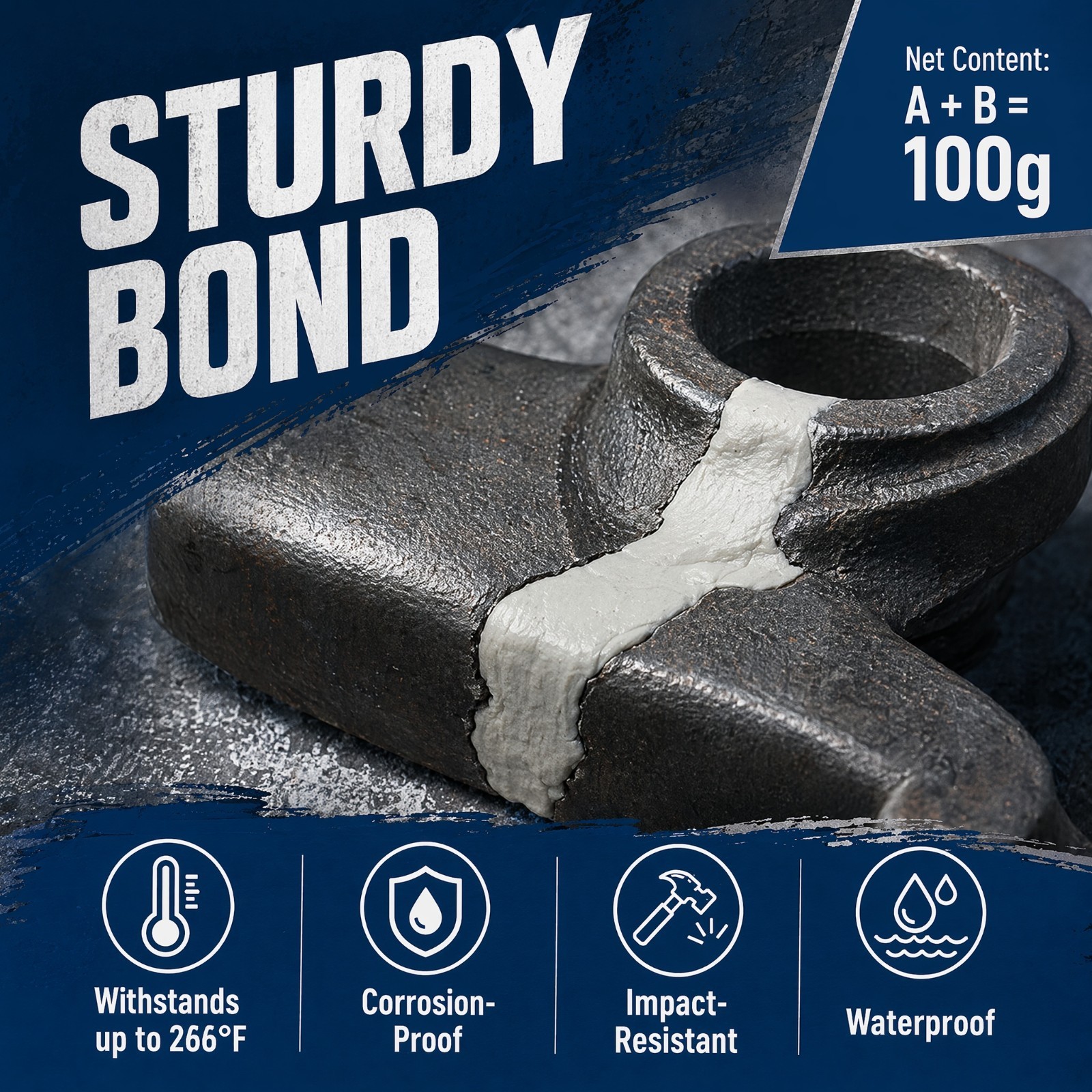 Steel Reinforced Epoxy Putty Waterproof Repair Clay for Metal Wood Car Crack Fix