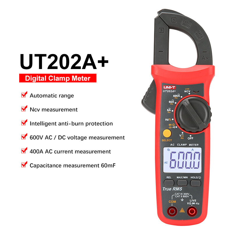 UNI-T UT202A+ LCD Digital Clamp Meter Multimeter Voltage Ampere Ohm NCV Tester