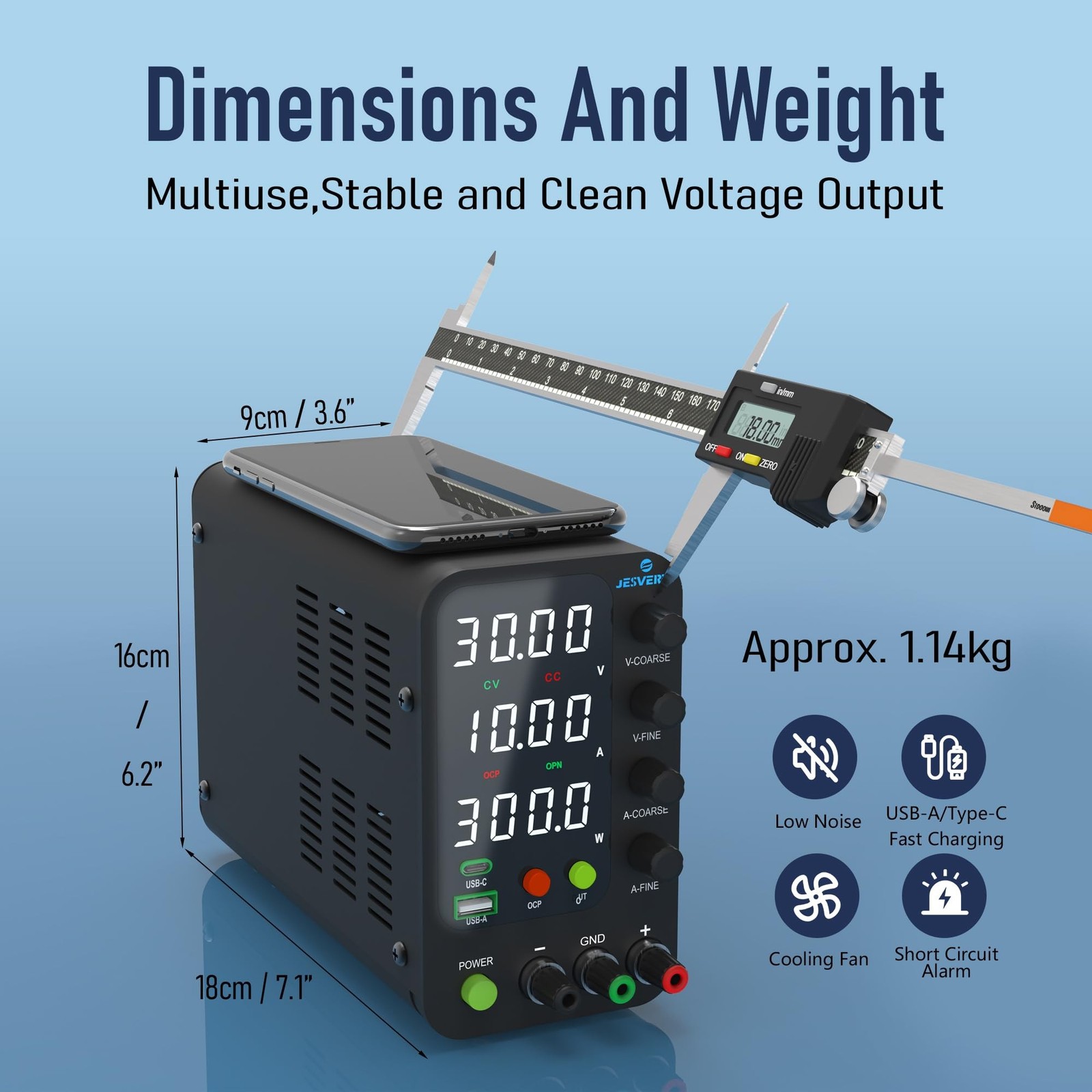 DC Power Supply Variable, 0-32V 0-10A Switching Bench Power Supply with 20W U…