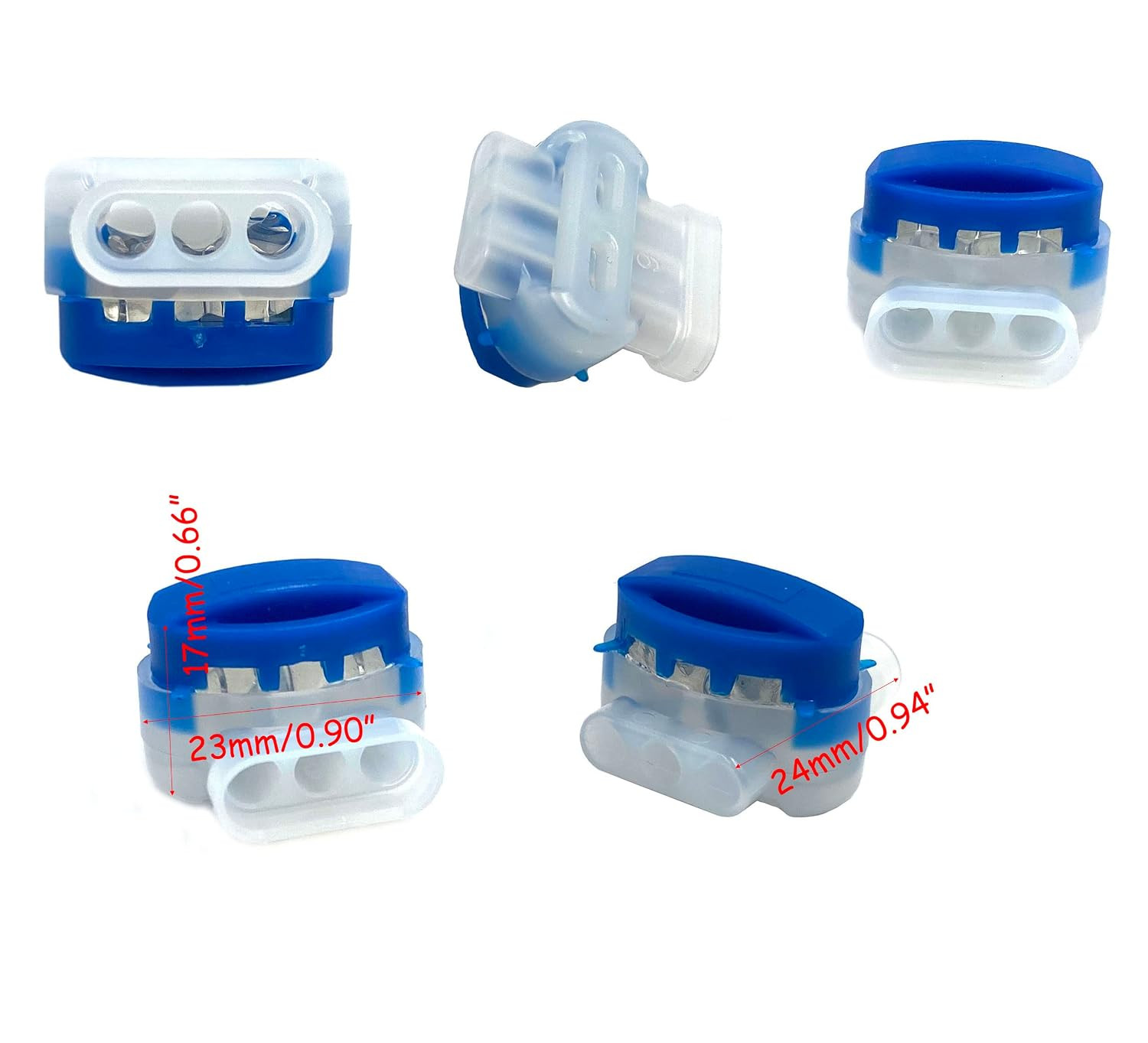 30Pcs 3 Way Wire Connectors,Waterproof Electrical 314-BOX Self-Stripping Pigtai