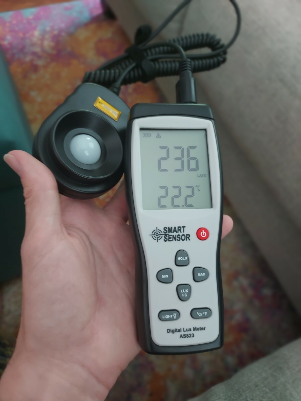 Smart Sensor AS823 Digital Lux Illuminance Flow Meter Light 1-200,000LUX mz
